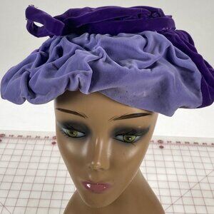 Vintage 60s USA Velvet Edwardian Purple Lavender Mod Boho Soft Handmade Hat Fun